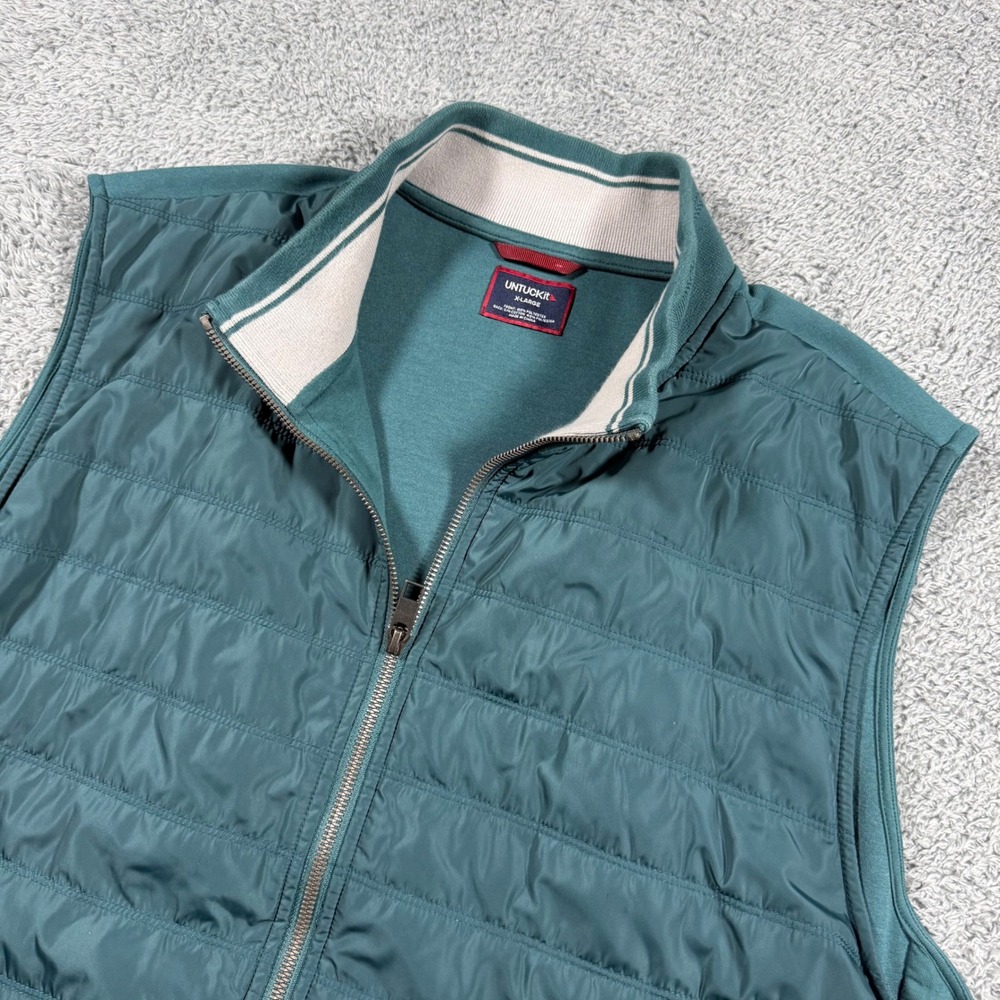 UNTUCKit Rebulo Vest Mens XL Teal Green Quilted Hybrid Full Zip Golf Outdoor